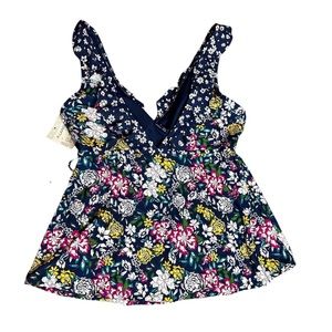 Liz Claiborne swimwear floral  duffel tankini top size XL
